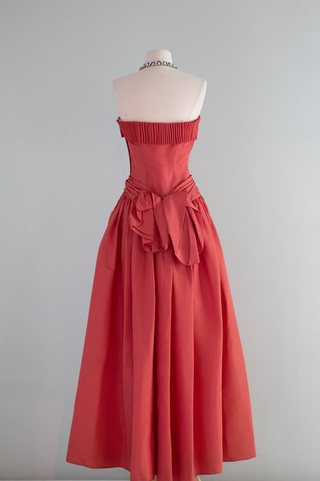 Stunning 1950's Fred Perlberg Cartridge Pleated Faille Evening Gown / Small