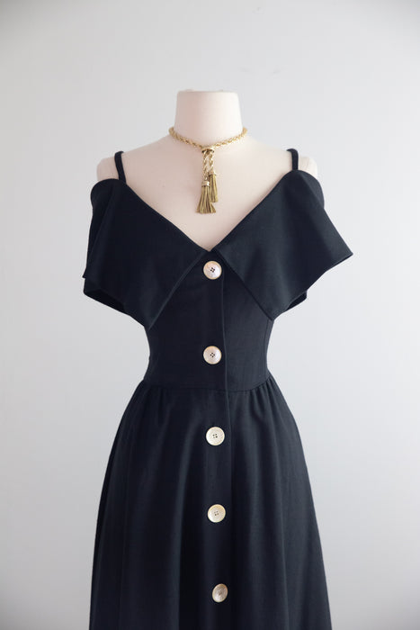 Iconic 1990's Portofino Black Button Down Dress By Expo / SM