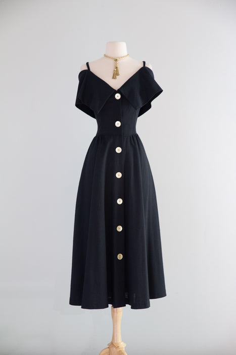 Iconic 1990's Portofino Black Button Down Dress By Expo / SM