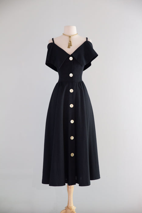 Iconic 1990's Portofino Black Button Down Dress By Expo / SM