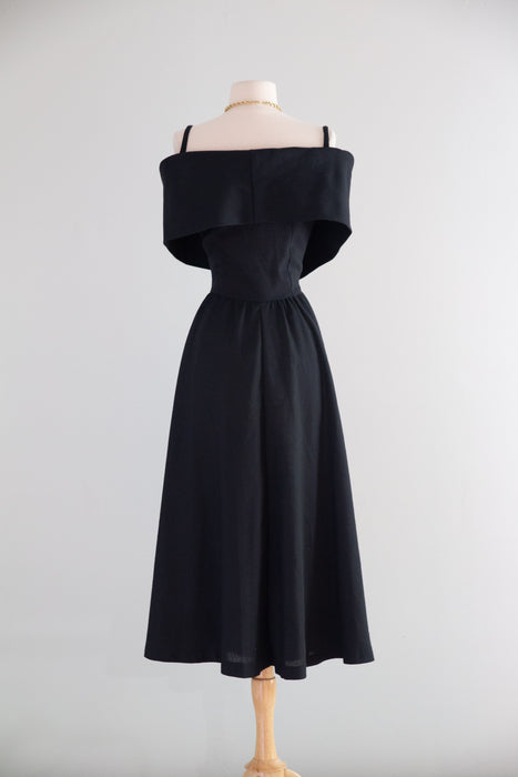 Iconic 1990's Portofino Black Button Down Dress By Expo / SM