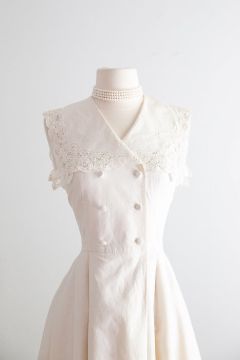 Romantic Vintage Laura Ashley Linen Engagement Dress / Small