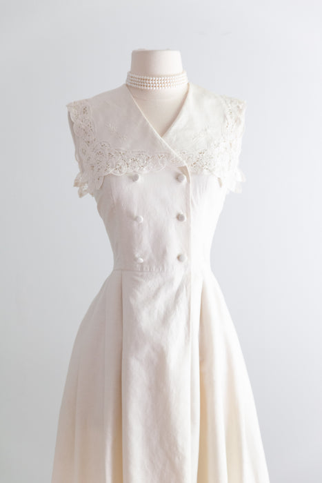 Romantic Vintage Laura Ashley Linen Engagement Dress / Small