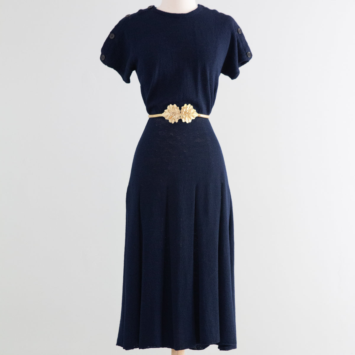 Nautically Minded 1940's Hand Knit Dress in Navy / M Xtabay Vintage Nautically Minded 1940's Hand Knit Dress in Navy / M Xtabay Vintage