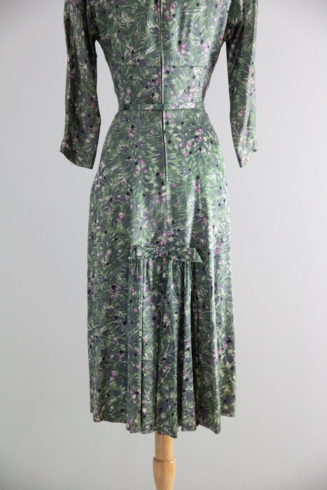 Classic 1950's Botanical Print Dress By Bloomfield / S