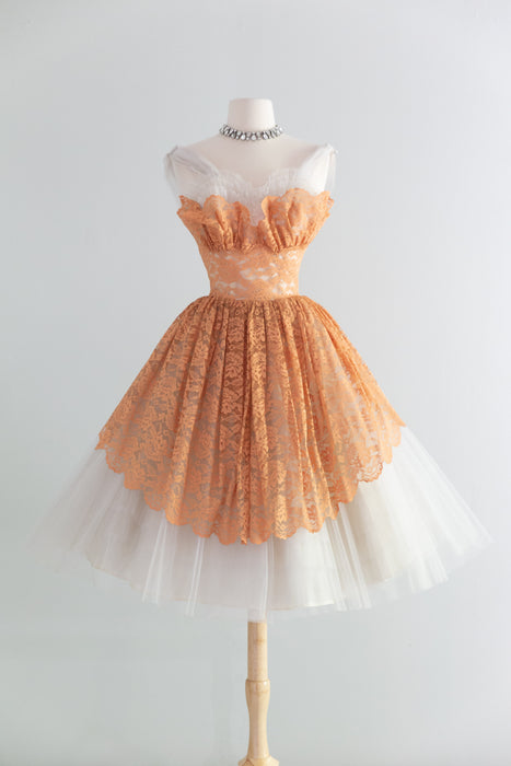 Beautiful 1950's Apricot Lace & Tulle Ballerina Party Dress / XS – Xtabay  Vintage