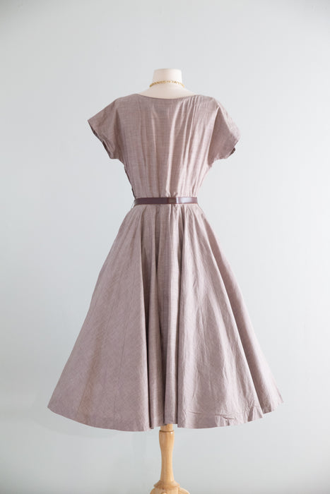 Classic 1950's Rosewood Cotton Day Dress From Lipman Wolfe / M