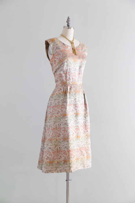 Stunning 1950's Chinese Silk Brocade Cocktail Dress / S
