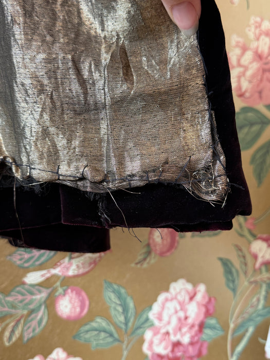DECADENT Vintage Black Velvet Opera Coat Lined in Gold Lame / SM