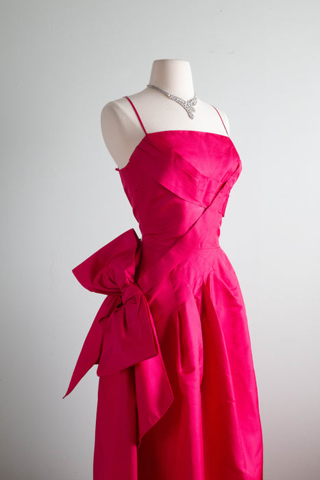 Spectacular 1950’s Frank Starr Camellia Pink Silk Evening Gown / Small