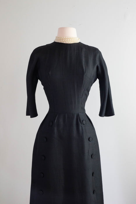 Elegant 1950's Black Silk Dior Inspired Suzy Perette Dress / Small