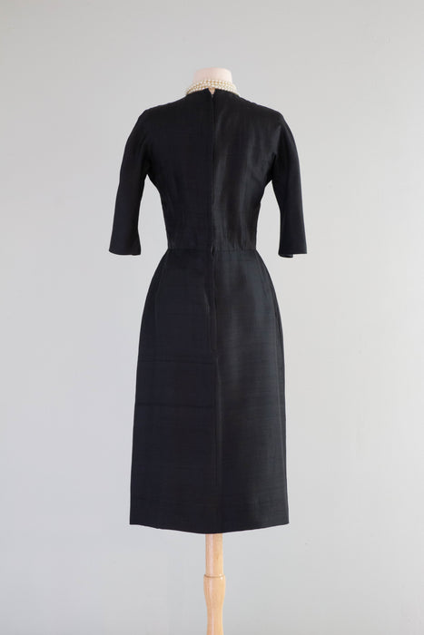 Elegant 1950's Black Silk Dior Inspired Suzy Perette Dress / Small