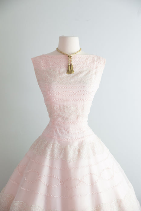 Spectacular 1950's Peony Pink Party Dress By Suzy Perette / SM