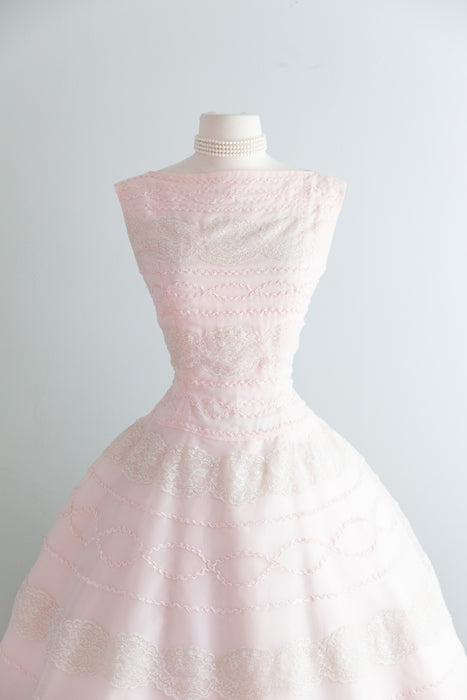 Spectacular 1950's Peony Pink Party Dress By Suzy Perette / SM