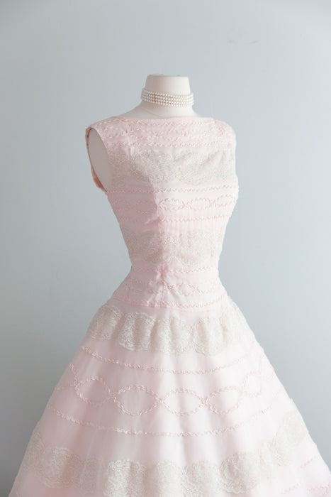 Spectacular 1950's Peony Pink Party Dress By Suzy Perette / SM