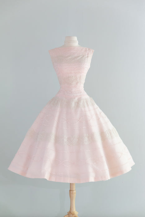 Spectacular 1950's Peony Pink Party Dress By Suzy Perette / SM
