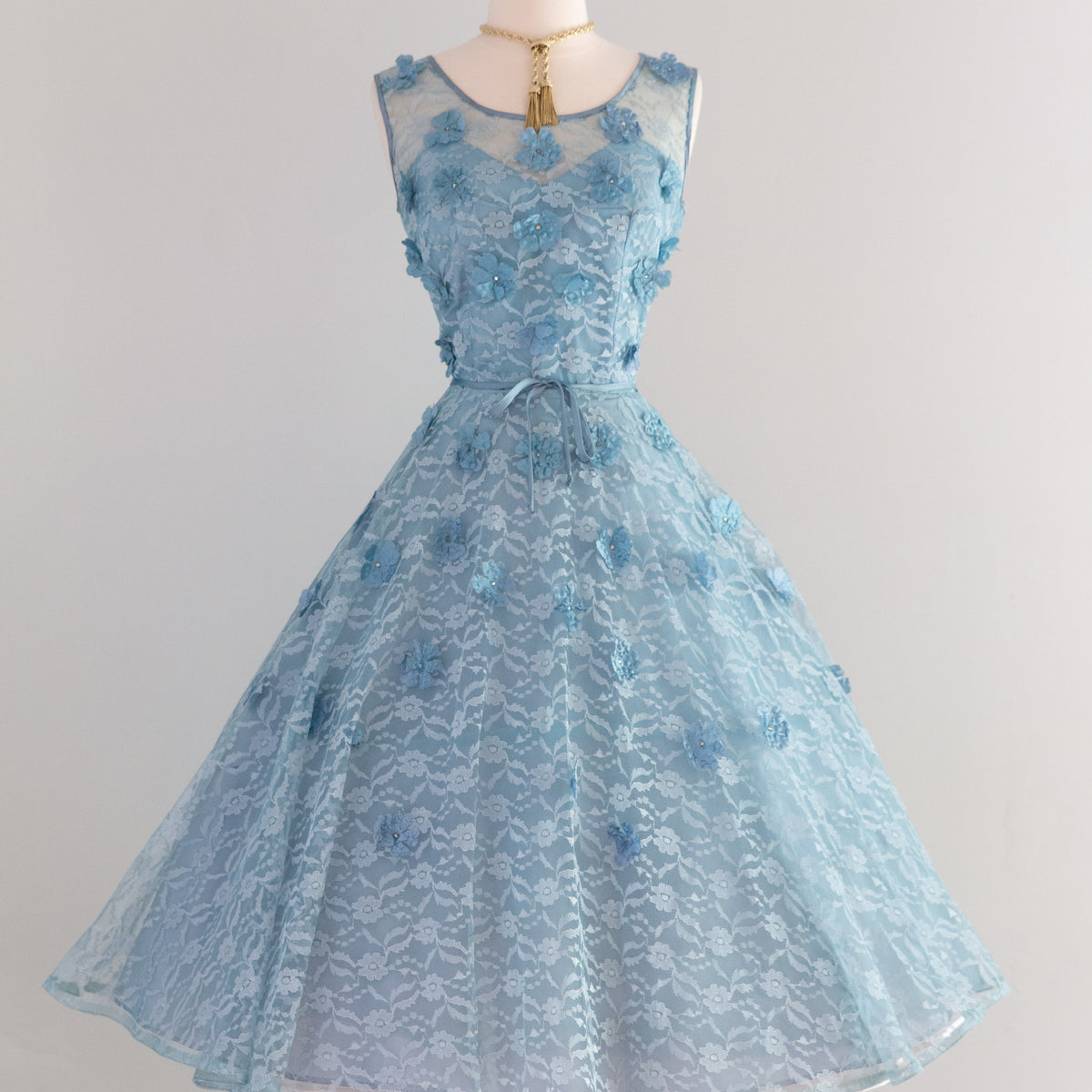 princess polly baby blue dress Poppy Lace Sabrina Tea Length 1950s Wedding Dress main image 0