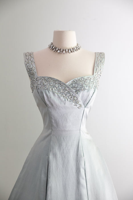 Stunning 1950's Ice Blue Cocktail Dress By Rappi / XS