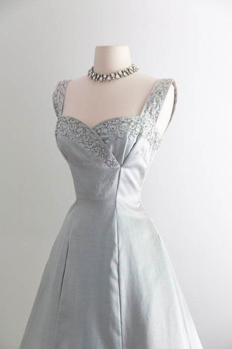 Stunning 1950's Ice Blue Cocktail Dress By Rappi / XS