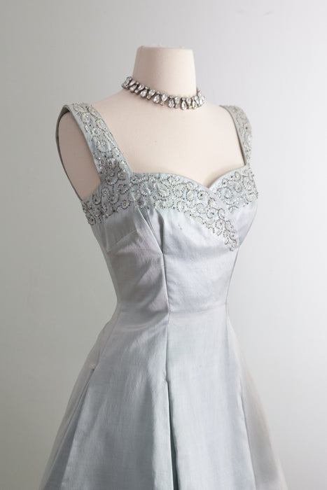 Stunning 1950's Ice Blue Cocktail Dress By Rappi / XS