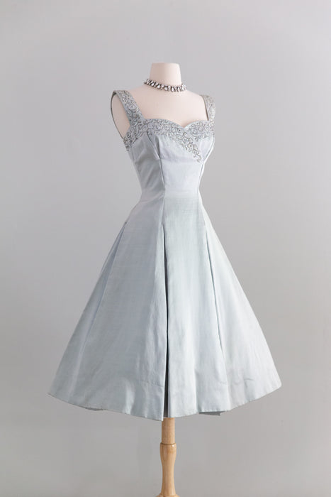 Stunning 1950's Ice Blue Cocktail Dress By Rappi / XS
