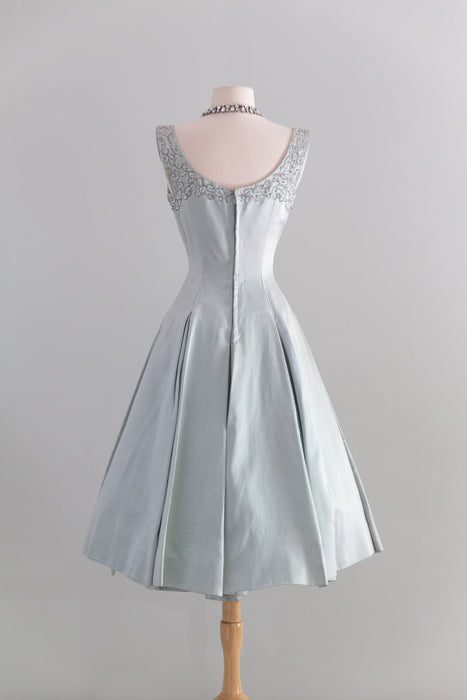 Stunning 1950's Ice Blue Cocktail Dress By Rappi / XS