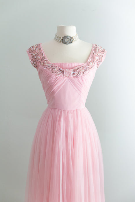Glamorous 1950's Emma Domb Cotton Candy Evening Gown / SM  Xtabay Vintage