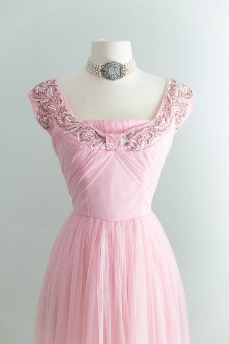 Glamorous 1950's Emma Domb Cotton Candy Evening Gown / SM