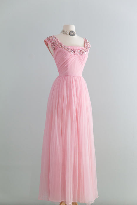 Glamorous 1950's Emma Domb Cotton Candy Evening Gown / SM