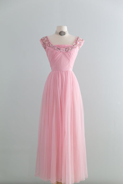 Glamorous 1950's Emma Domb Cotton Candy Evening Gown / SM