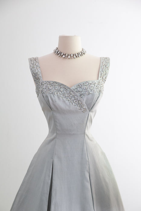 Stunning 1950's Ice Blue Cocktail Dress By Rappi / XS