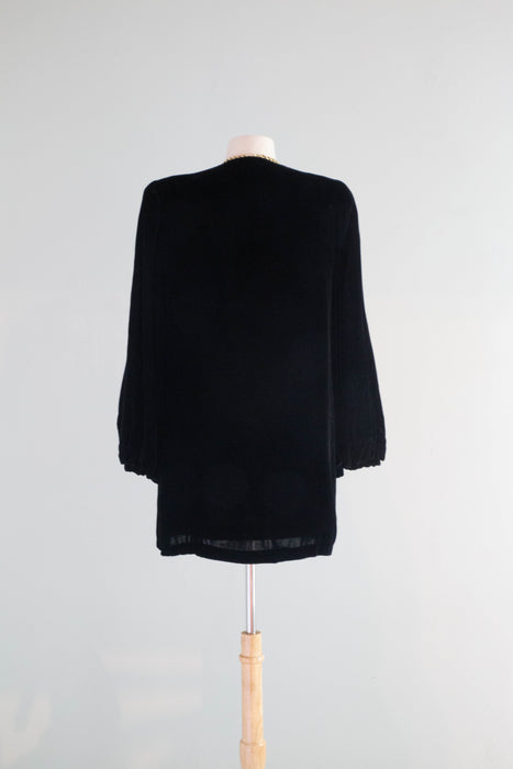 Stunning 1940's Schiaparelli Inspired Velvet Opera Coat With Gold Sequins / Medium