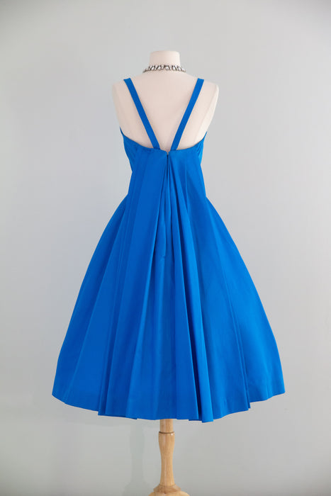 Elegant 1950's Dior Inspired Blue Party Dress With Bows / SM