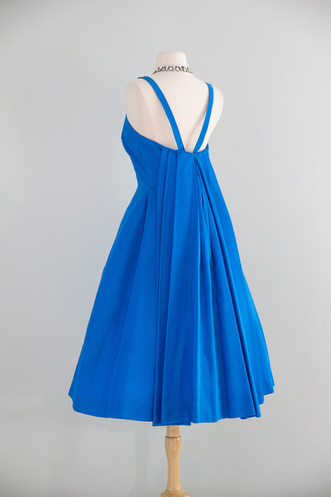 Elegant 1950's Dior Inspired Blue Party Dress With Bows / SM