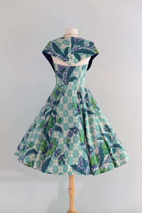 Stunning 1950's Pauline Lake Hawaiian Cotton Strapless Sundress with Bolero Jacket / Sm