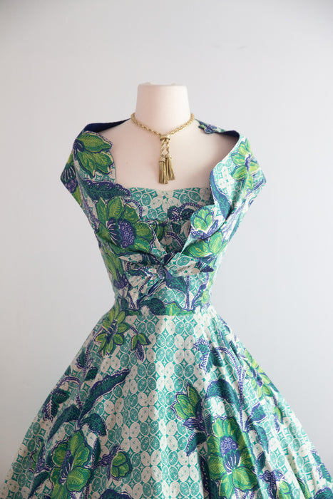 Stunning 1950's Pauline Lake Hawaiian Cotton Strapless Sundress with Bolero Jacket / Sm