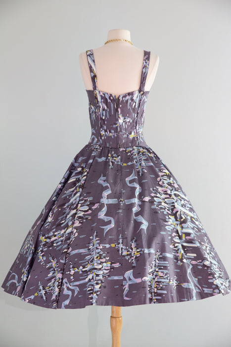 Glamorous 1950's Marjae of Miami Polished Cotton Summer Party Dress / Small