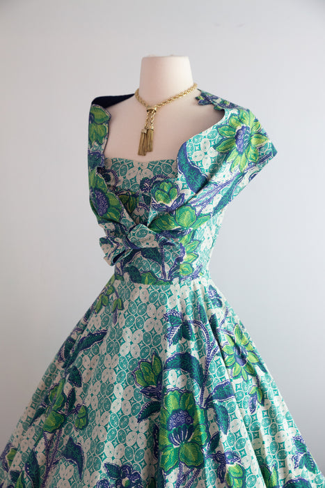 Stunning 1950's Pauline Lake Hawaiian Cotton Strapless Sundress with Bolero Jacket / Sm