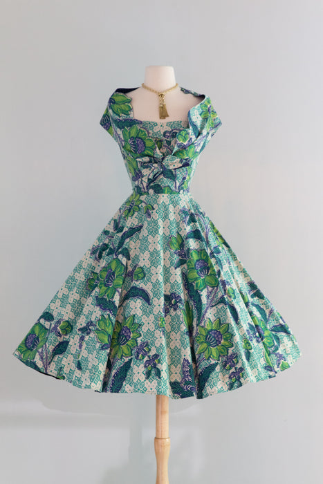Stunning 1950's Pauline Lake Hawaiian Cotton Strapless Sundress with Bolero Jacket / Sm