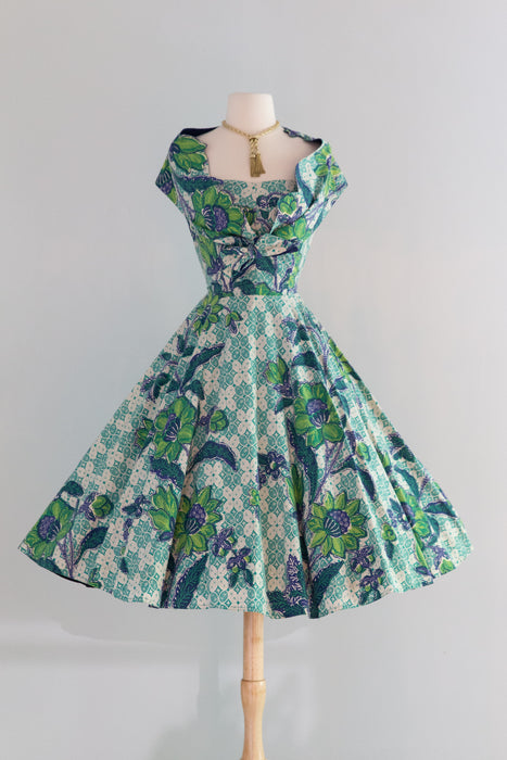 Stunning 1950's Pauline Lake Hawaiian Cotton Strapless Sundress with Bolero Jacket / Sm