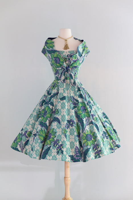 Stunning 1950's Pauline Lake Hawaiian Cotton Strapless Sundress with Bolero Jacket / Sm