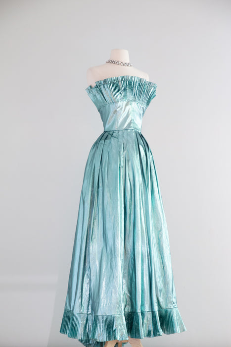 Shimmering 1980's Victor Costa Metallic Lame' Mermaid Gown / Small