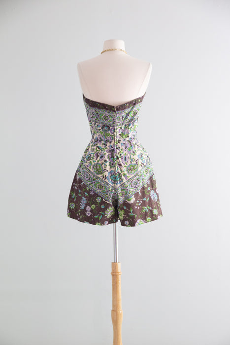 Rare 1950's Pat Premo Dress and Sunsuit Set In Cotton / S