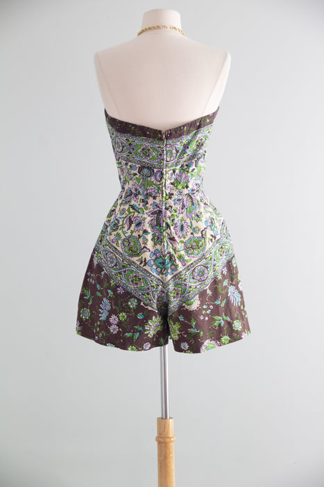 Rare 1950's Pat Premo Dress and Sunsuit Set In Cotton / S