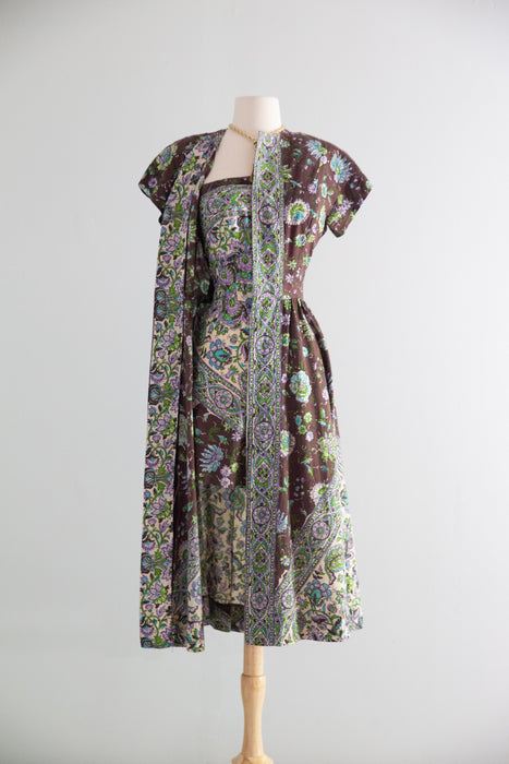 Rare 1950's Pat Premo Dress and Sunsuit Set In Cotton / S