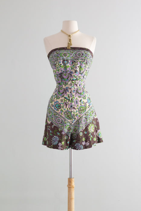 Rare 1950's Pat Premo Dress and Sunsuit Set In Cotton / S