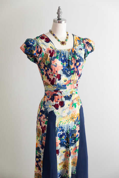 Gorgeous 1930's Abstract Floral Garden Party Gown / SM