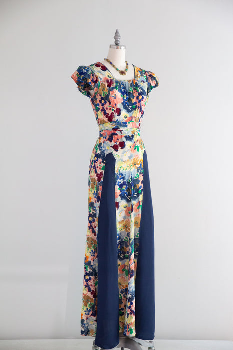 Gorgeous 1930's Abstract Floral Garden Party Gown / SM