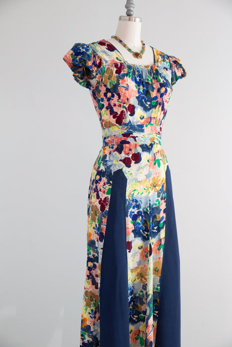 Gorgeous 1930's Abstract Floral Garden Party Gown / SM