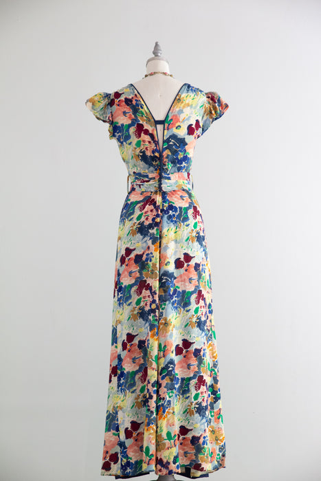 Gorgeous 1930's Abstract Floral Garden Party Gown / SM